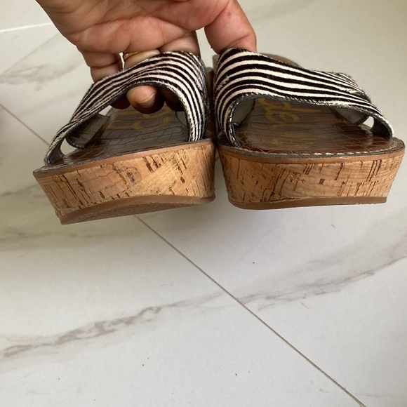 Sam Edelman Reid calf hair zebra print slide wedge sandals 8.5M - Picture 7 of 16